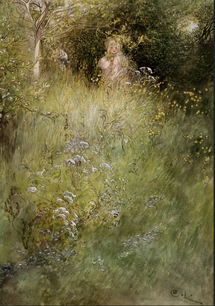 A Fairy or Kersti and a View of a Meadow Carl Larsson